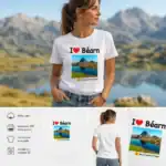 T-shirt femme I love Béarn Pic du Midi d’Ossau paysage montagne impression DTF blanc porté