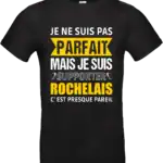 T-shirt je ne suis pas parfait mais je suis supporter rochelais c’est presque pareil sur fond neutre