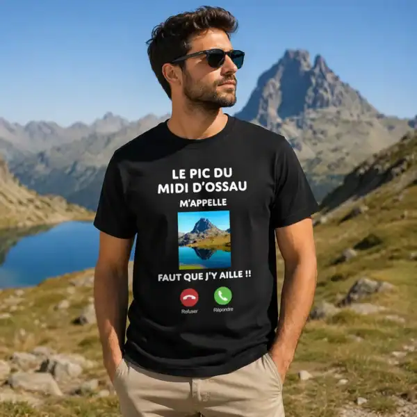 t shirt “le pic du midi d’ossau m’appelle” – humour béarn