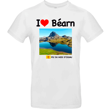 T-shirt blanc I love Béarn, Pic du Midi.