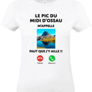 T-shirt montagne avec appel virtuel.