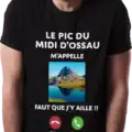 t shirt “le pic du midi d’ossau m’appelle” – humour béarn porté par un bearnais