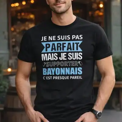 t shirt supporter bayonnais humour rugby noir homme impression DTF pilou shop 64