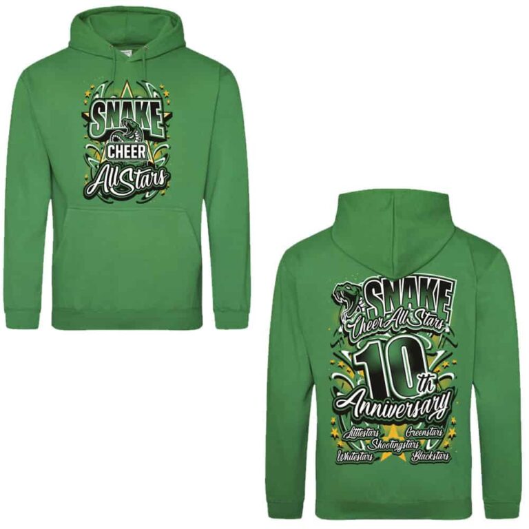 Sweat à capuche vert, logo Snake Cheer All Stars