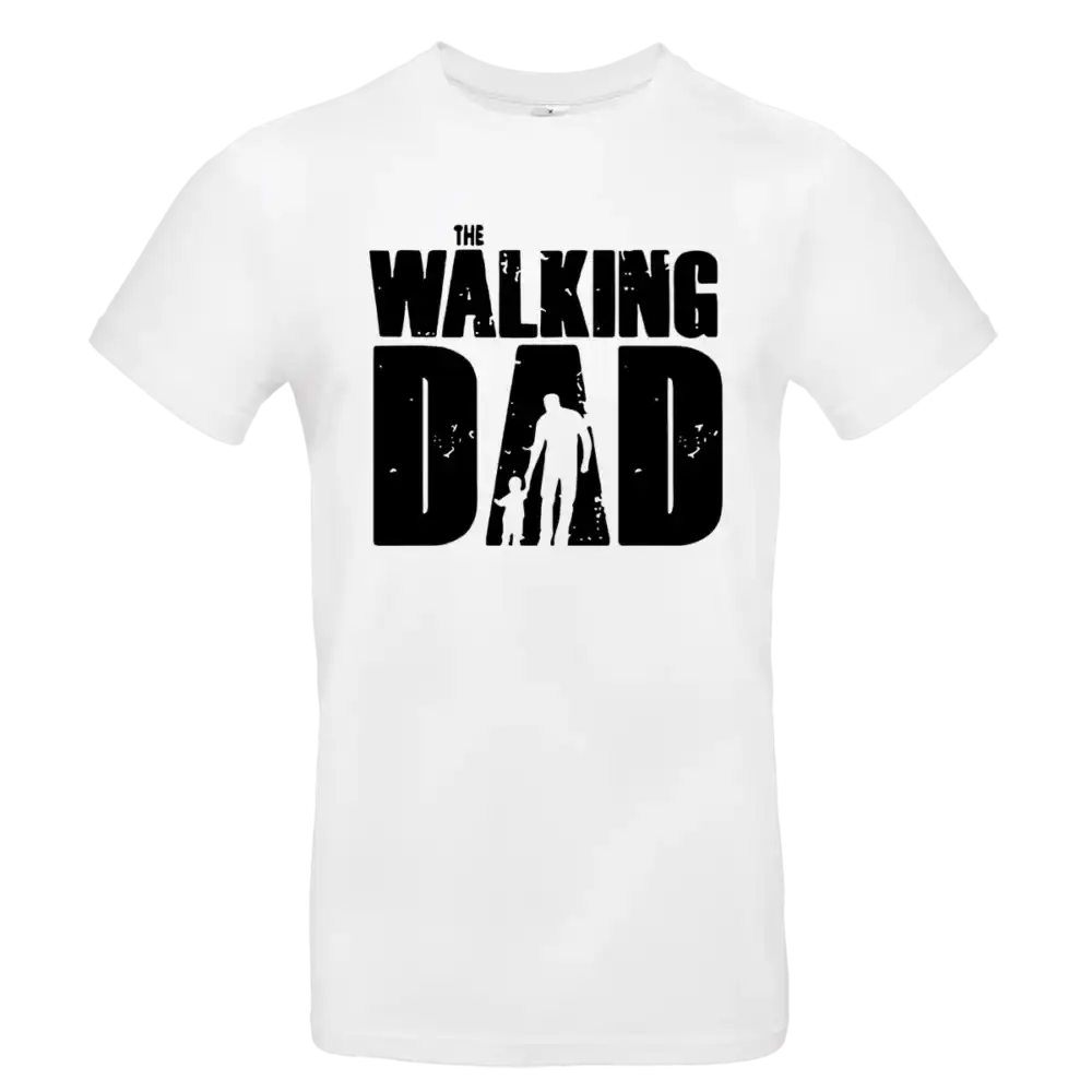 t shirt humour the walking dad papa silhouette enfant blanc impression dtf