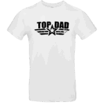 T-shirt blanc avec inscription 'Top Dad'.