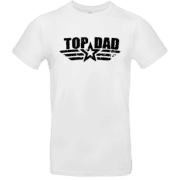 T-shirt blanc avec inscription 'Top Dad'.