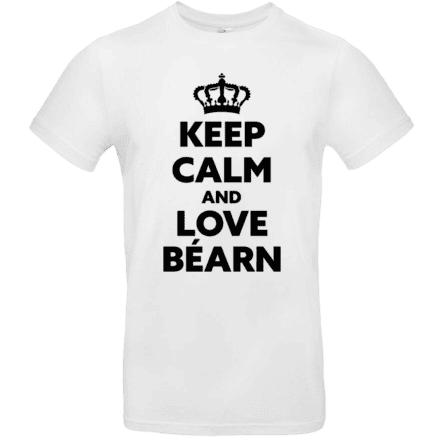 T-shirt blanc avec message 'Keep Calm and Love Béarn'.