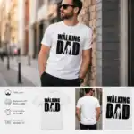 Détails du fichier joint t-shirt-the-walking-dad-humour-papa-blanc-impression-dtf-silhouette-pere-enfant
