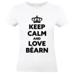 T shirt Keep Calm and Love Béarn blanc et noir porté homme et femme impression locale Béarn femme blanc