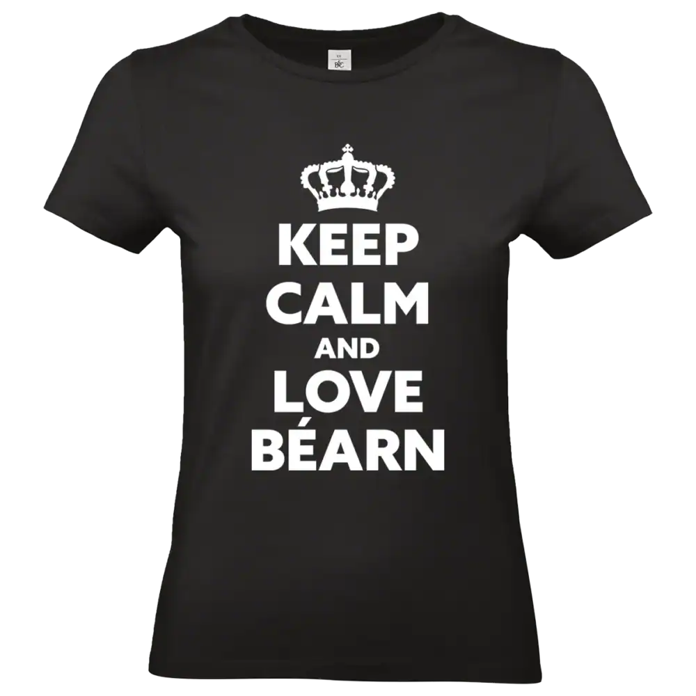 T shirt Keep Calm and Love Béarn blanc et noir porté homme et femme impression locale Béarn femme noir
