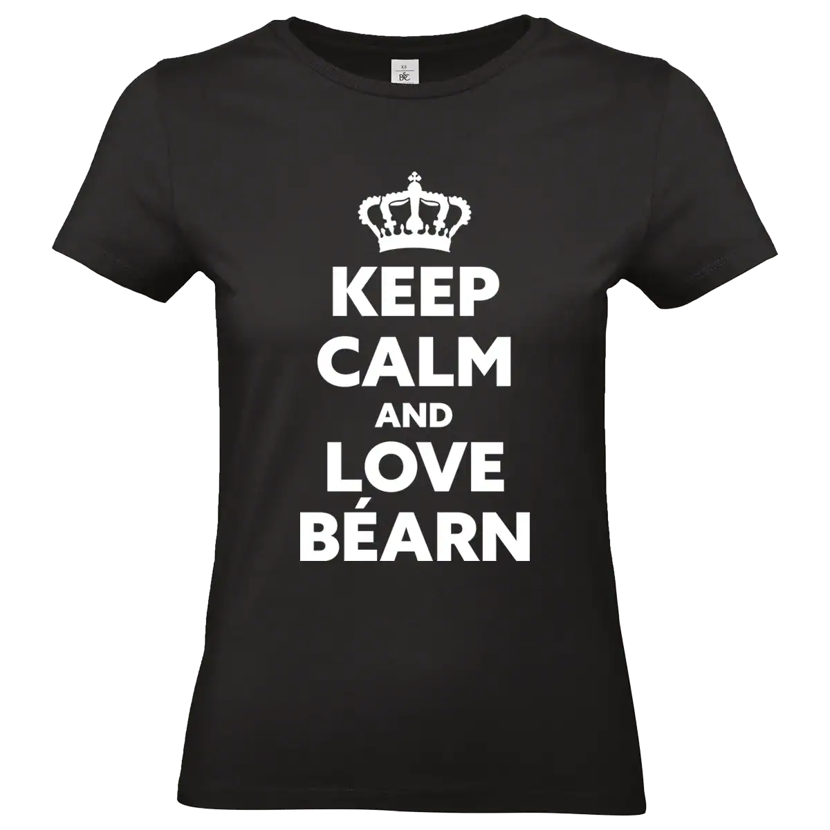 T shirt Keep Calm and Love Béarn blanc et noir porté homme et femme impression locale Béarn femme noir
