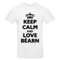 T shirt Keep Calm and Love Béarn blanc et noir porté homme et femme impression locale Béarn homme blanc