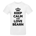 T shirt Keep Calm and Love Béarn blanc et noir porté homme et femme impression locale Béarn homme blanc