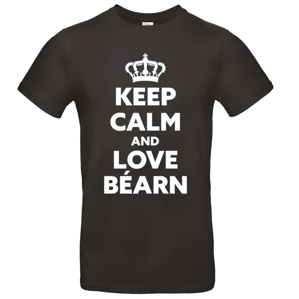 T shirt Keep Calm and Love Béarn blanc et noir porté homme et femme impression locale Béarn homme noir