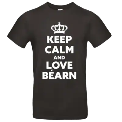 T shirt Keep Calm and Love Béarn blanc et noir porté homme et femme impression locale Béarn homme noir