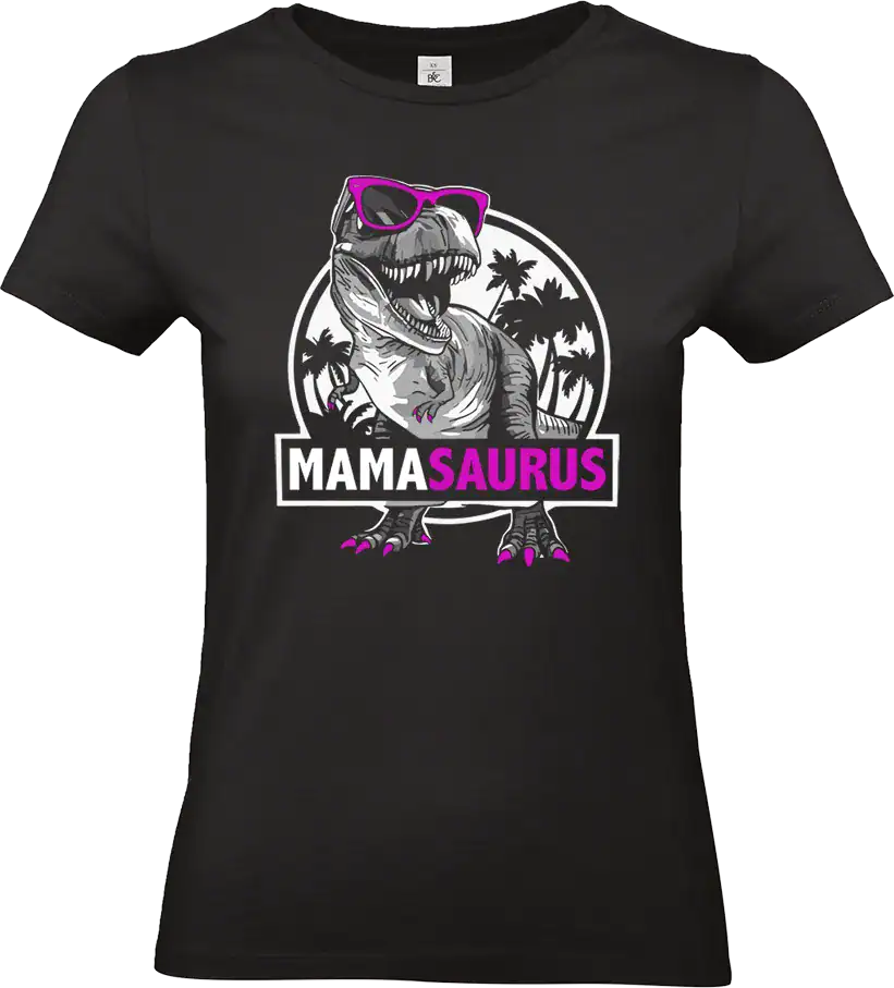 tshirt mamasaurus noir dinosaure lunettes roses cadeau fete des mere