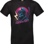 t-shirt noir weld or die design soudeur neon skull casque soudure