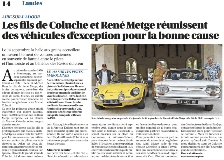 Rassemblement de voitures anciennes pour Les Restos du Cœur.