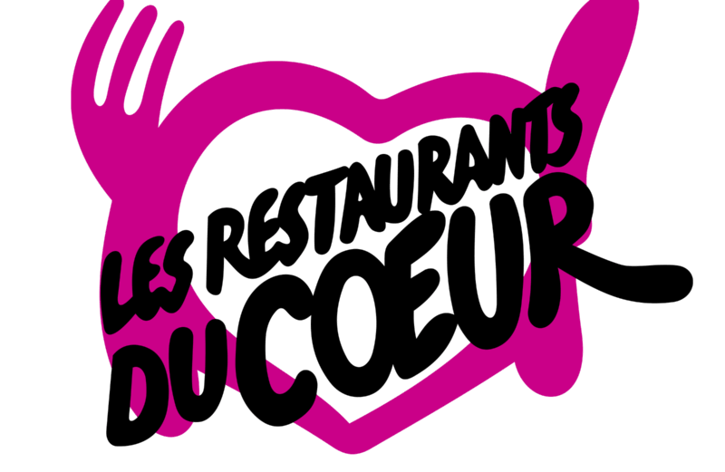 Logo rose avec cœur et ustensiles.