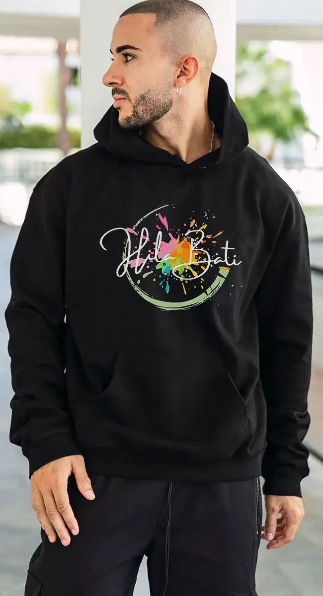 sweat a capuche noir hila bati porté par un homme