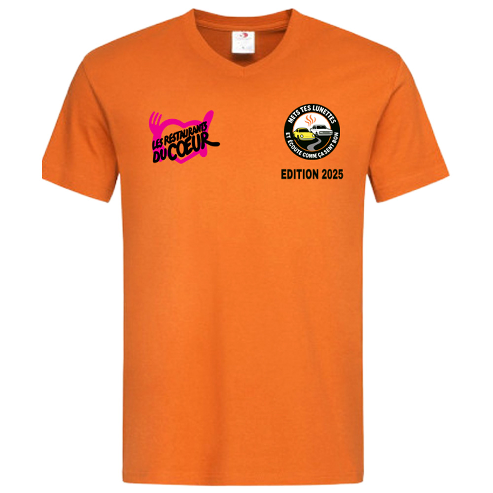 T-shirt orange Restos du Cœur édition 2025.