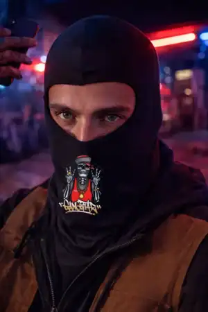 cagoule personnalisée streetwear logo rap impression DTF noir homme