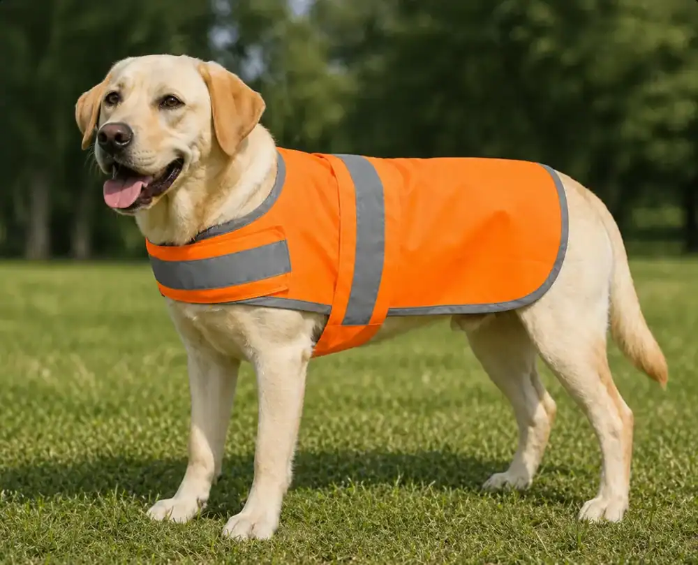 gilet réfléchissant chien labrador personnalisé orange sécurité chien haute visibilité accessoire chien