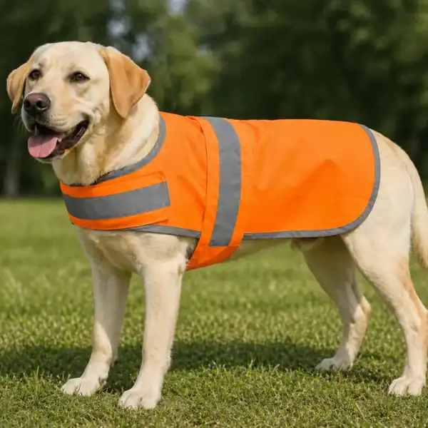 gilet réfléchissant chien labrador personnalisé orange sécurité chien haute visibilité accessoire chien