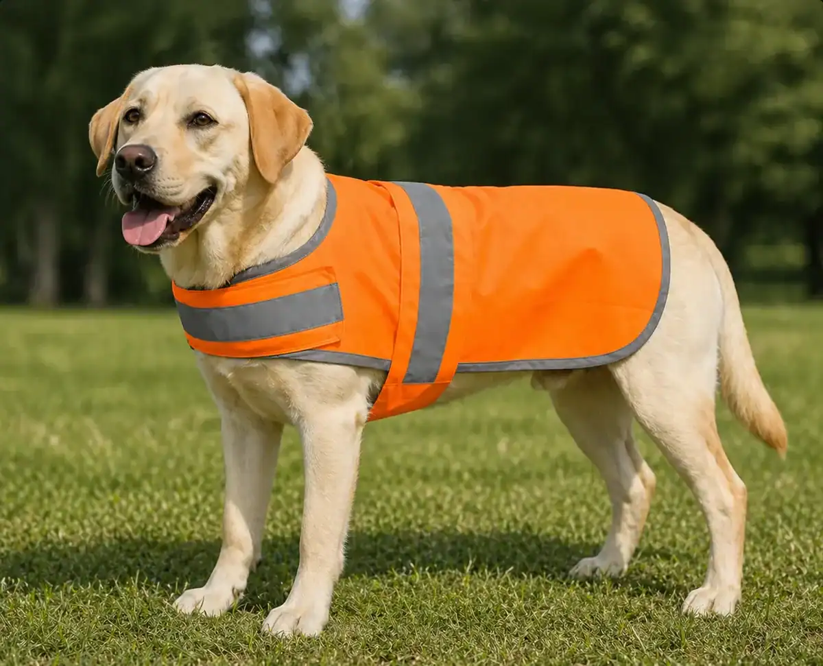 gilet réfléchissant chien labrador personnalisé orange sécurité chien haute visibilité accessoire chien