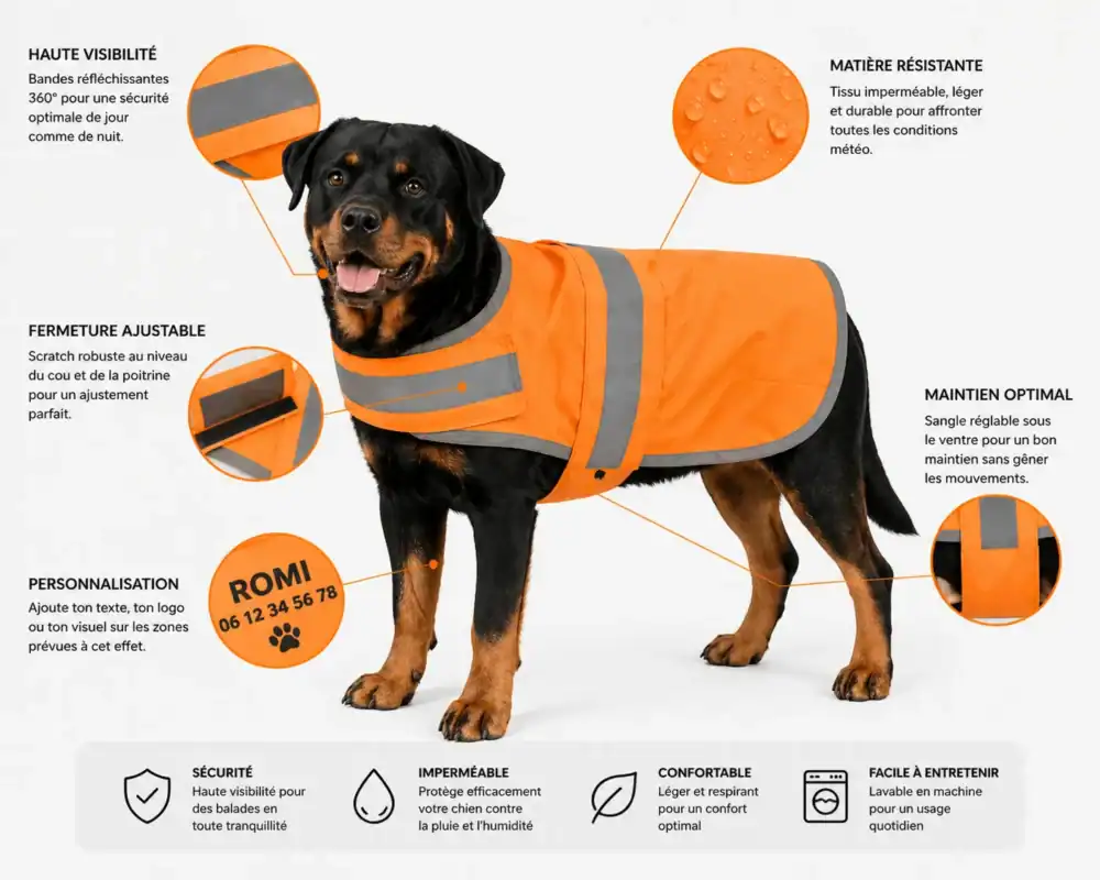 gilet réfléchissant pour chien personnalisable – sécurité & style à 4 pattes 🐾
