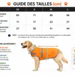 guide des tailles gilet chien personnalisé tableau mesures chien circonference cou longueur dos