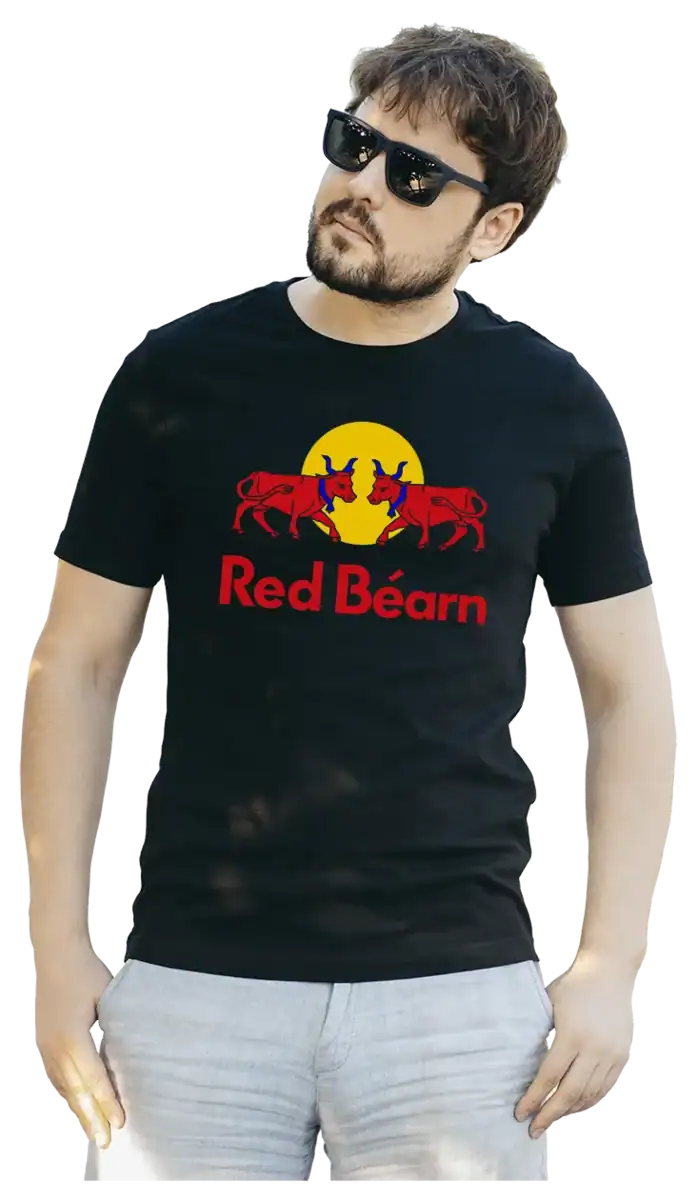 t shirt red bearn noir vaches bearnaises design humour local impression dtf pilou shop 64 porté