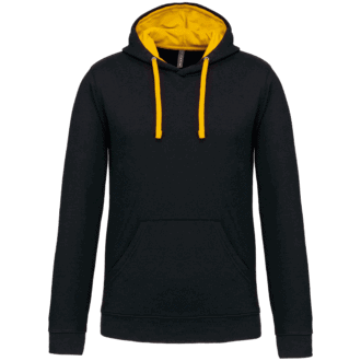 Sweat à capuche noir avec cordons jaunes