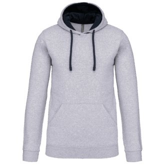 Sweat à capuche gris avec poche kangourou.