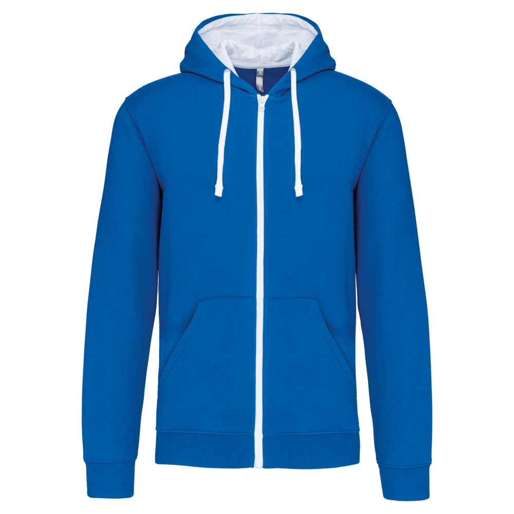 Sweat à capuche bleu avec fermeture éclair.