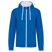 Sweat à capuche bleu avec fermeture éclair.