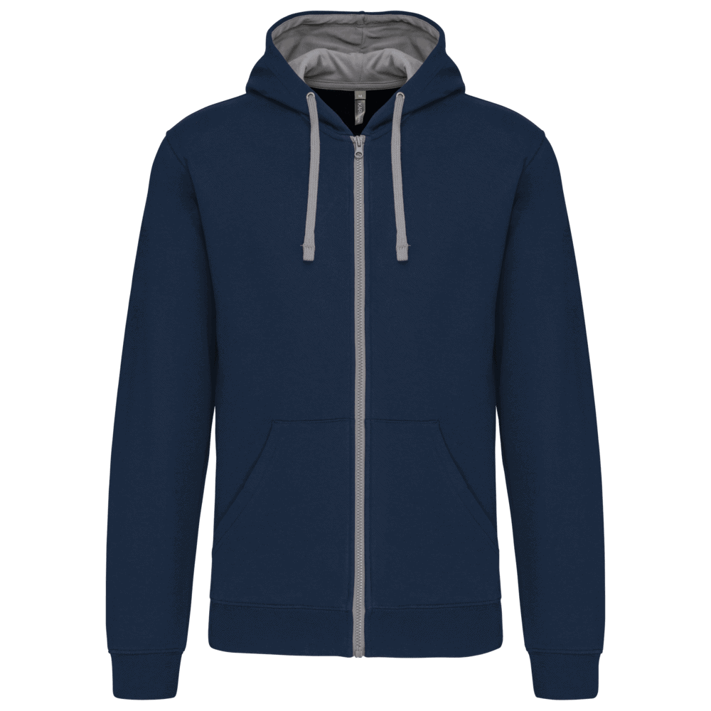 Sweat à capuche bleu avec fermeture éclair.