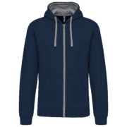 Sweat à capuche bleu avec fermeture éclair.