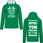 sweat à capuche palois officiel personnalisable – section forever supporter Sweat-shirt vert personnalisé avec texte en blanc.