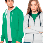 Sweats à capuche verts et gris Kariban.