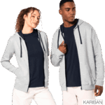 Sweat à capuche gris unisexe Kariban porté