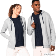 Sweat à capuche gris unisexe Kariban porté