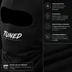 zoom cagoule personnalisée noire texture tissu marquage DTF premium logo tuned performance qualité textile respirant extensible finition durable