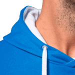 Capuche bleue avec cordon blanc