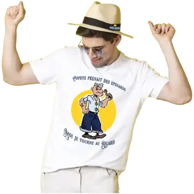 t shirt popeye ricard humour apéro visuel jaune impression dtf pilou shop 64