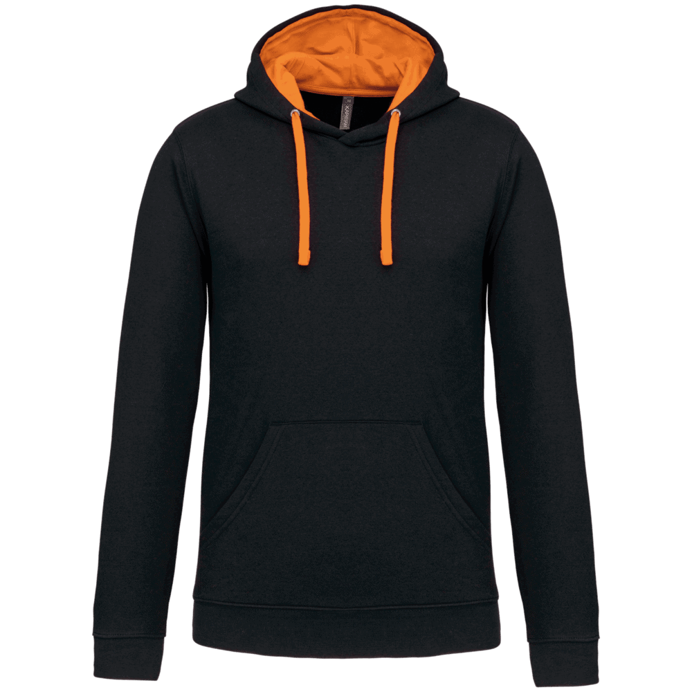 Sweat à capuche noir avec cordons orange