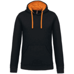 Sweat à capuche noir avec cordons orange