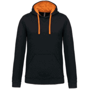 Sweat à capuche noir avec cordons orange
