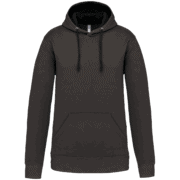 Sweat à capuche noir unisexe avec poche ventrale.